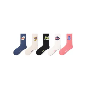 Fine Life All-season Unisex Sport 5pcs Crew Socks Set