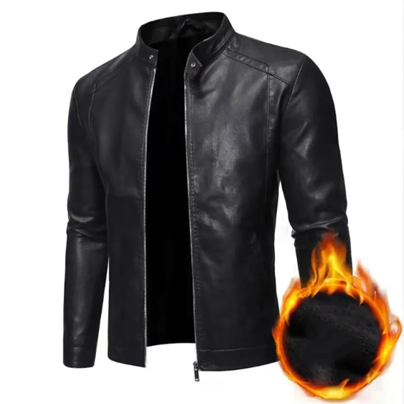 Funki Buys | Jackets | Men's Faux Leather Stand Collar Jacket