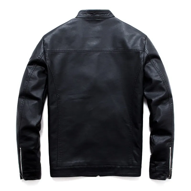 Funki Buys | Jackets | Men's Faux Leather Stand Collar Jacket