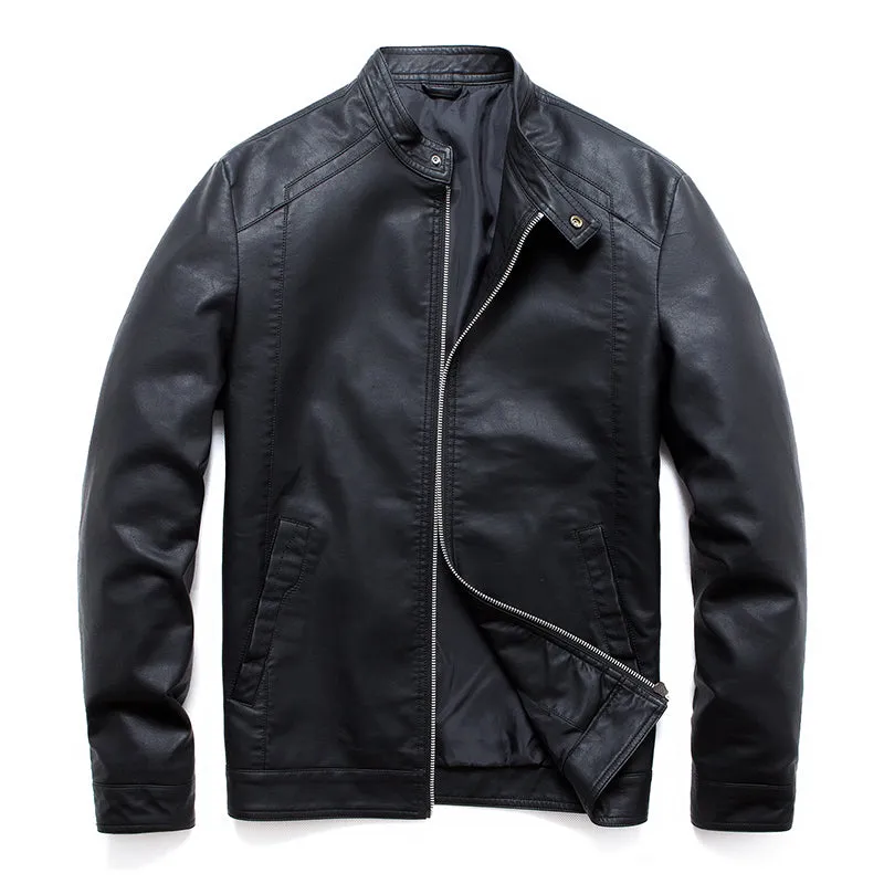 Funki Buys | Jackets | Men's Faux Leather Stand Collar Jacket