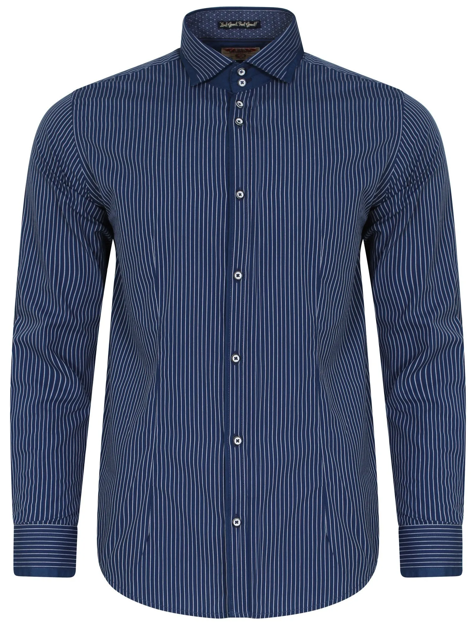 Gambino Pinstripe Shirt in Estate Blue - Tokyo Laundry