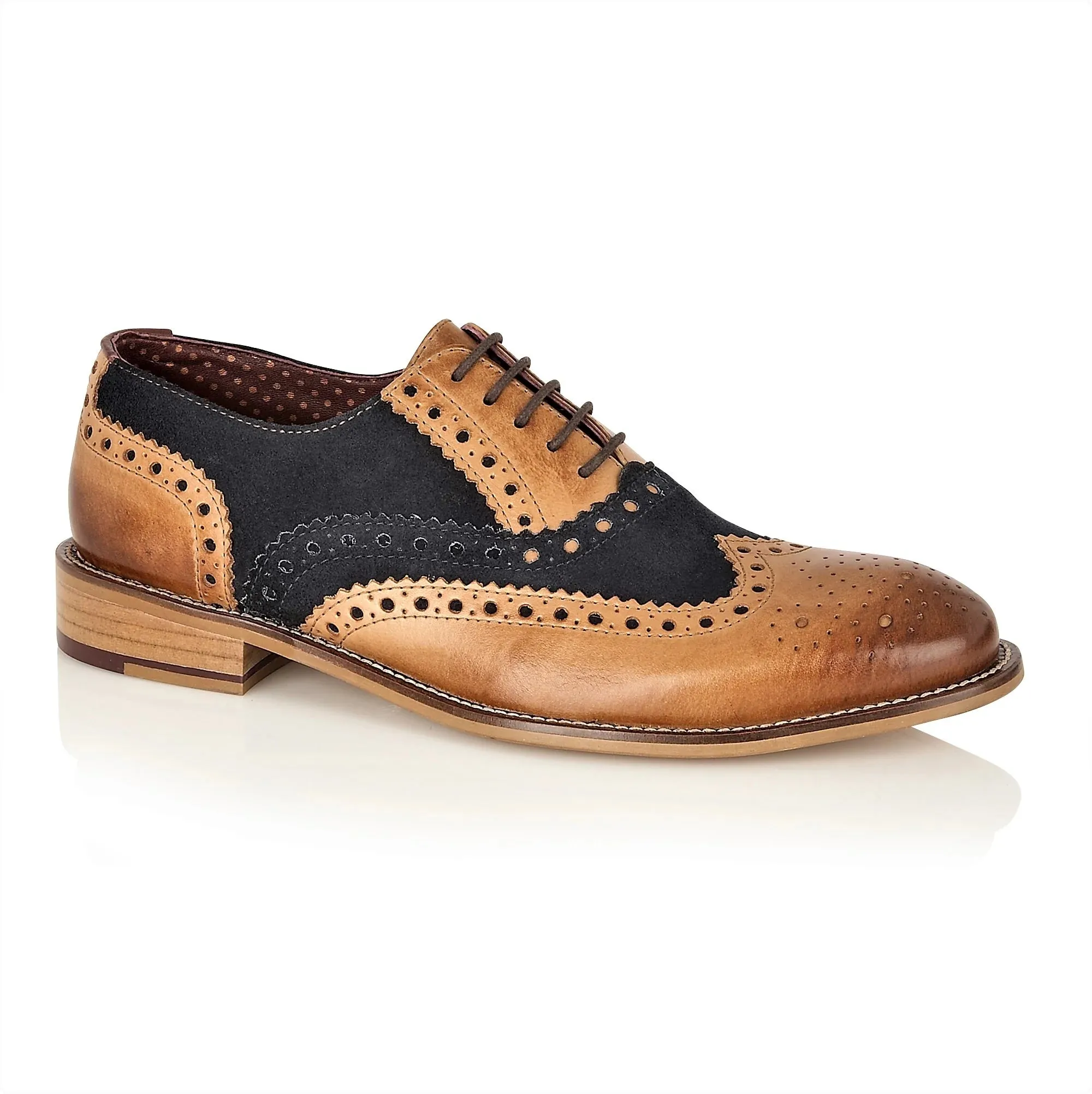 Gatsby Brogue Tan / Navy Wide Fit