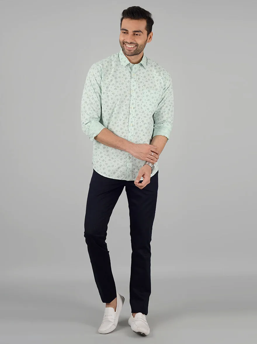 Green Printed Classic Fit Casual Shirt | Greenfibre