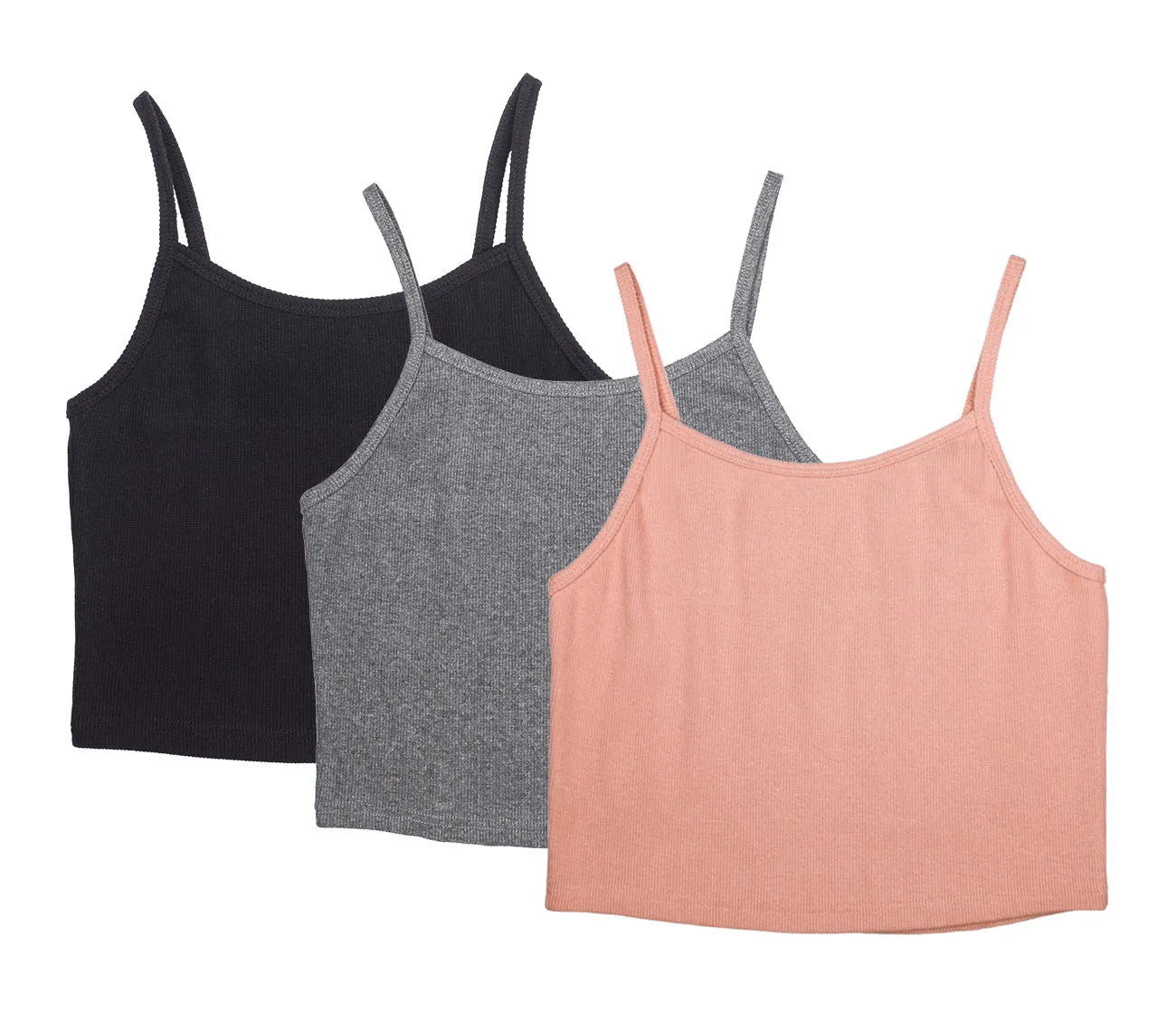 icyzone Spaghetti Strap Tank Crop Top - Sleeveless Open Back Cotton Ribbed Knit Cami Shirts Women