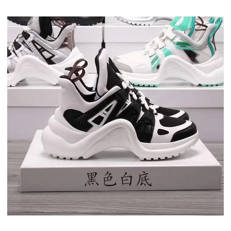 ikearlax Dad Shoes Female  New All-Match Star Same Bow-Shaped Thick Bottom Ins Fashion Lace-up Height Increasing Leisure Sneaker