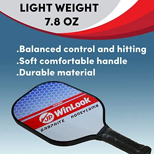 JP WinLook Pickleball Paddle Set with Graphite Face - Lightweight, Indoor/Outdoor USAPA Approved Racquets - - Beginner to Professional, Men Women, 3 Pickle Balls, 1 Racket Bag