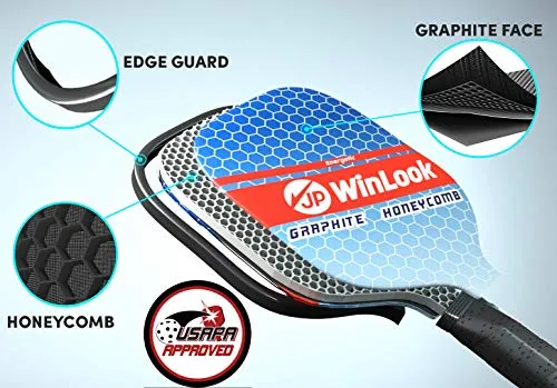 JP WinLook Pickleball Paddle Set with Graphite Face - Lightweight, Indoor/Outdoor USAPA Approved Racquets - - Beginner to Professional, Men Women, 3 Pickle Balls, 1 Racket Bag