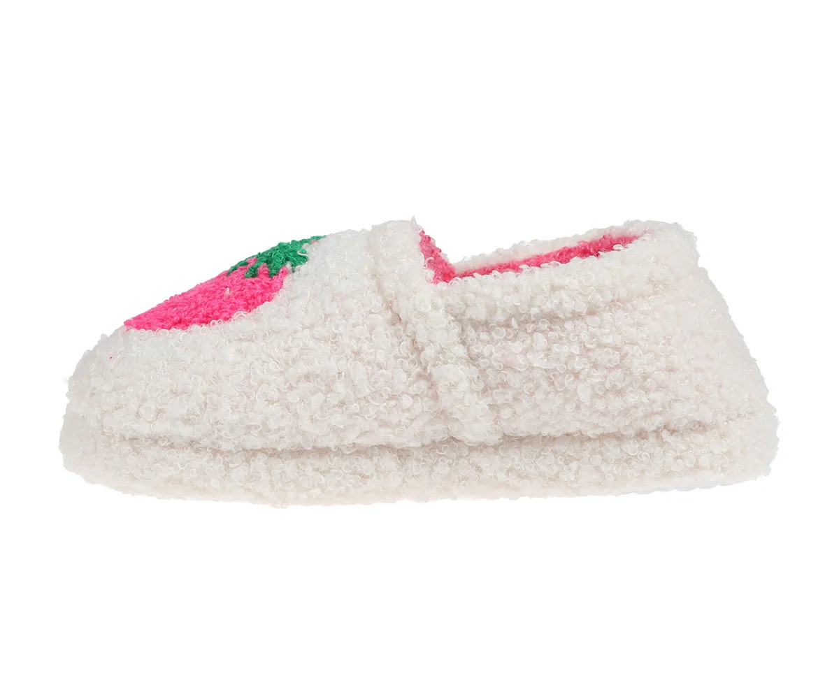 Kensie Toddler Girl's Warm Sherpa Little Girls Fuzzy Slippers, Cute Stuff for Kids with Cute Patch - Toddler Shoes for Girls