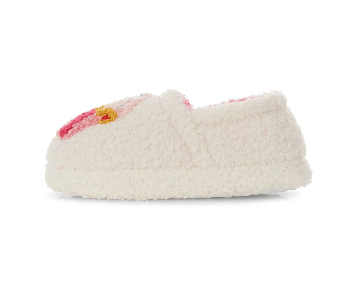 Kensie Toddler Girl's Warm Sherpa Little Girls Fuzzy Slippers, Cute Stuff for Kids with Cute Patch - Toddler Shoes for Girls