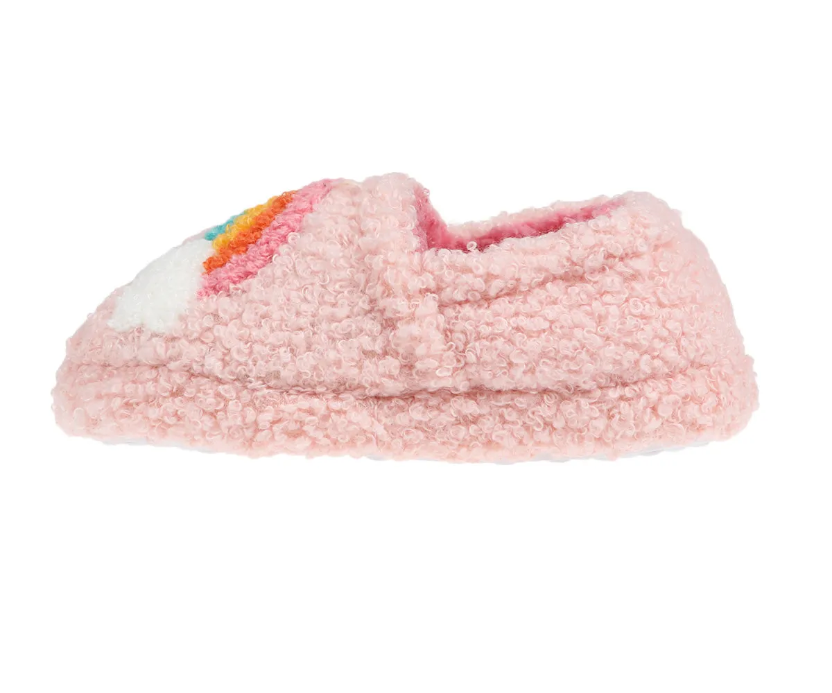 Kensie Toddler Girl's Warm Sherpa Little Girls Fuzzy Slippers, Cute Stuff for Kids with Cute Patch - Toddler Shoes for Girls