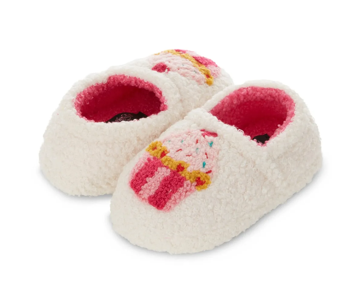 Kensie Toddler Girl's Warm Sherpa Little Girls Fuzzy Slippers, Cute Stuff for Kids with Cute Patch - Toddler Shoes for Girls