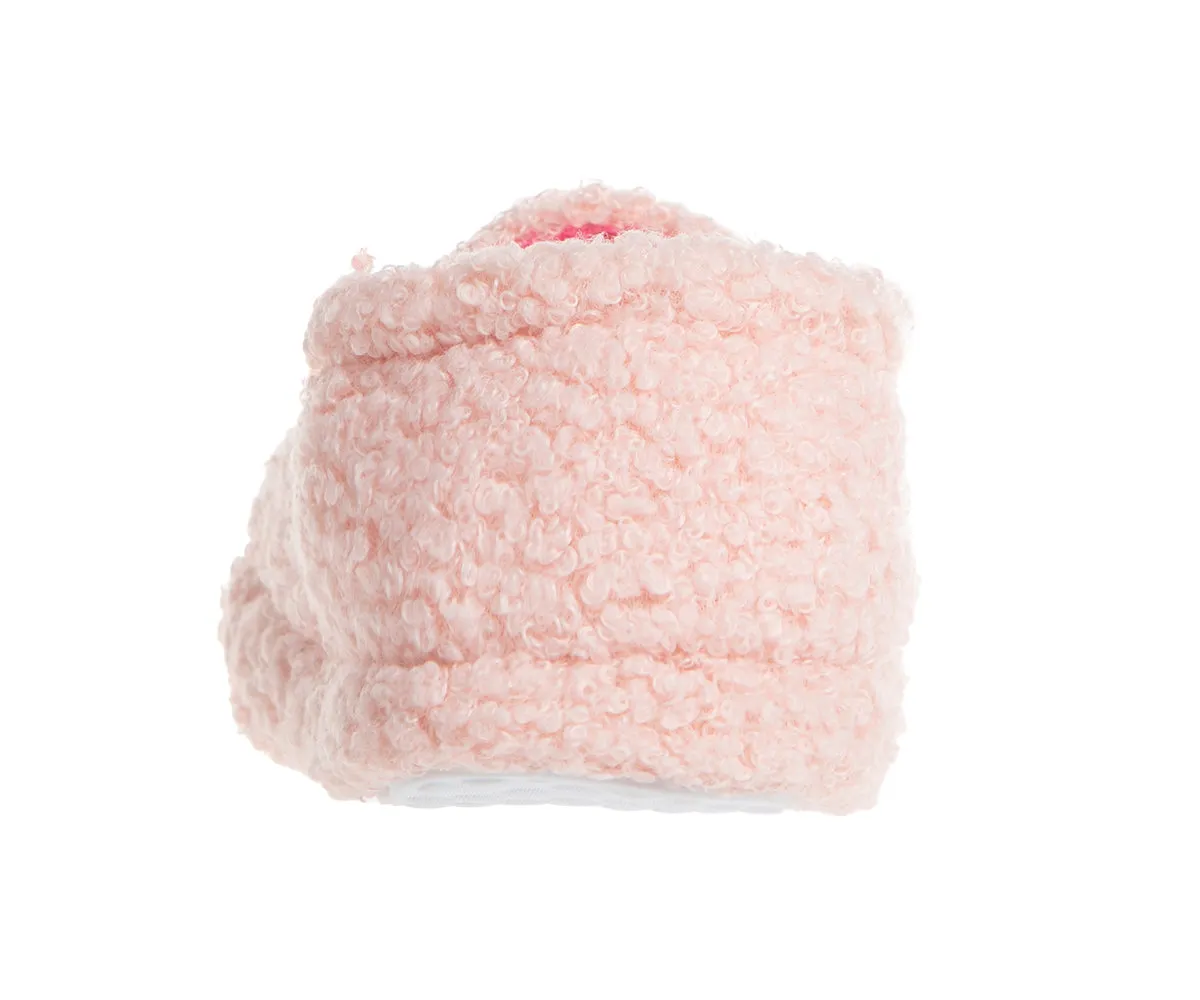 Kensie Toddler Girl's Warm Sherpa Little Girls Fuzzy Slippers, Cute Stuff for Kids with Cute Patch - Toddler Shoes for Girls