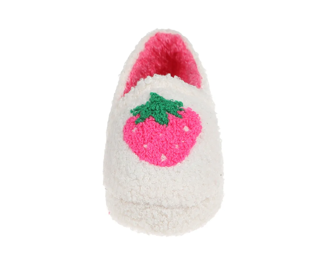 Kensie Toddler Girl's Warm Sherpa Little Girls Fuzzy Slippers, Cute Stuff for Kids with Cute Patch - Toddler Shoes for Girls