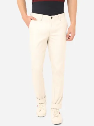 Light Fawn Solid Uno Fit Casual Trouser | JadeBlue