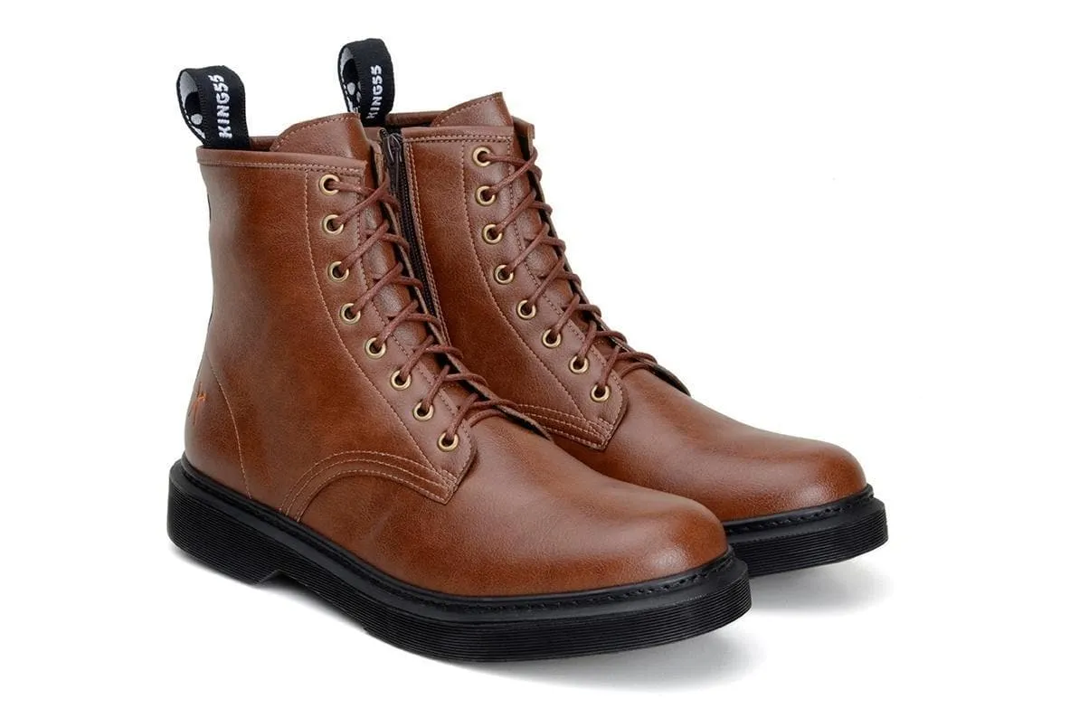 'London 2' Vegan Lace-Up Boot by King55 - Cognac