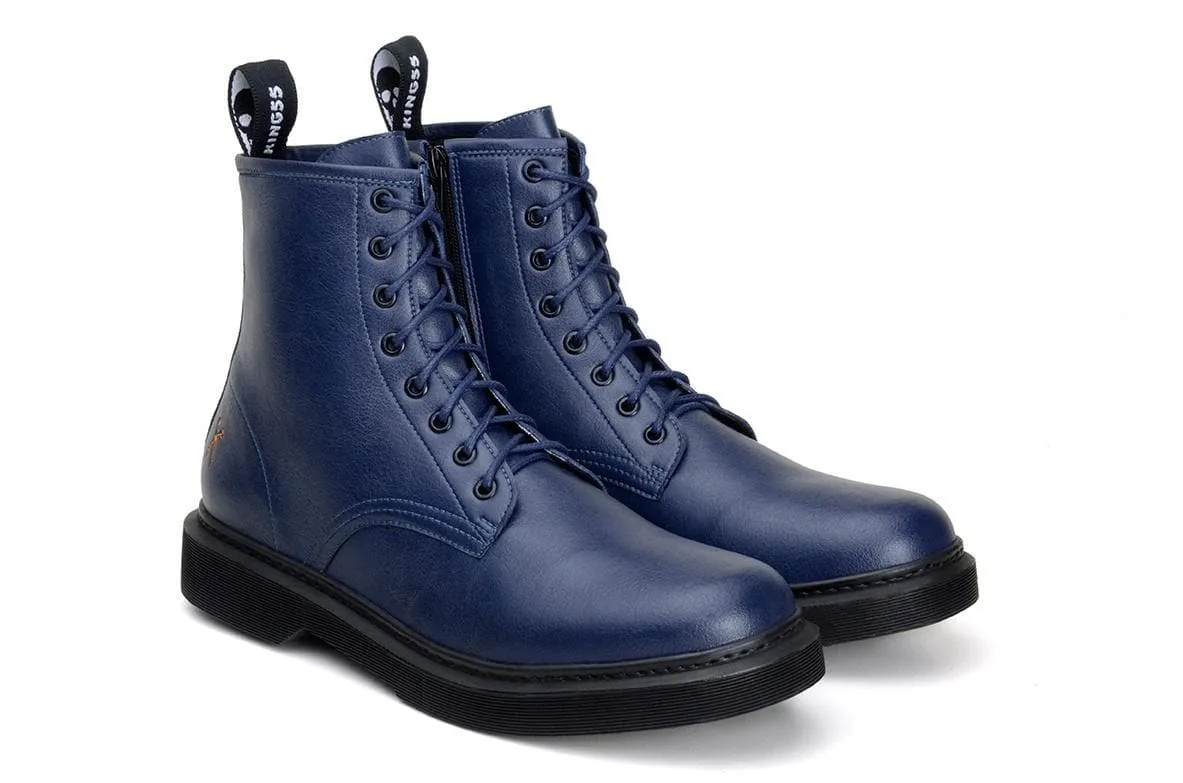 'London 2' Vegan Lace-Up Boot by King55 - Navy