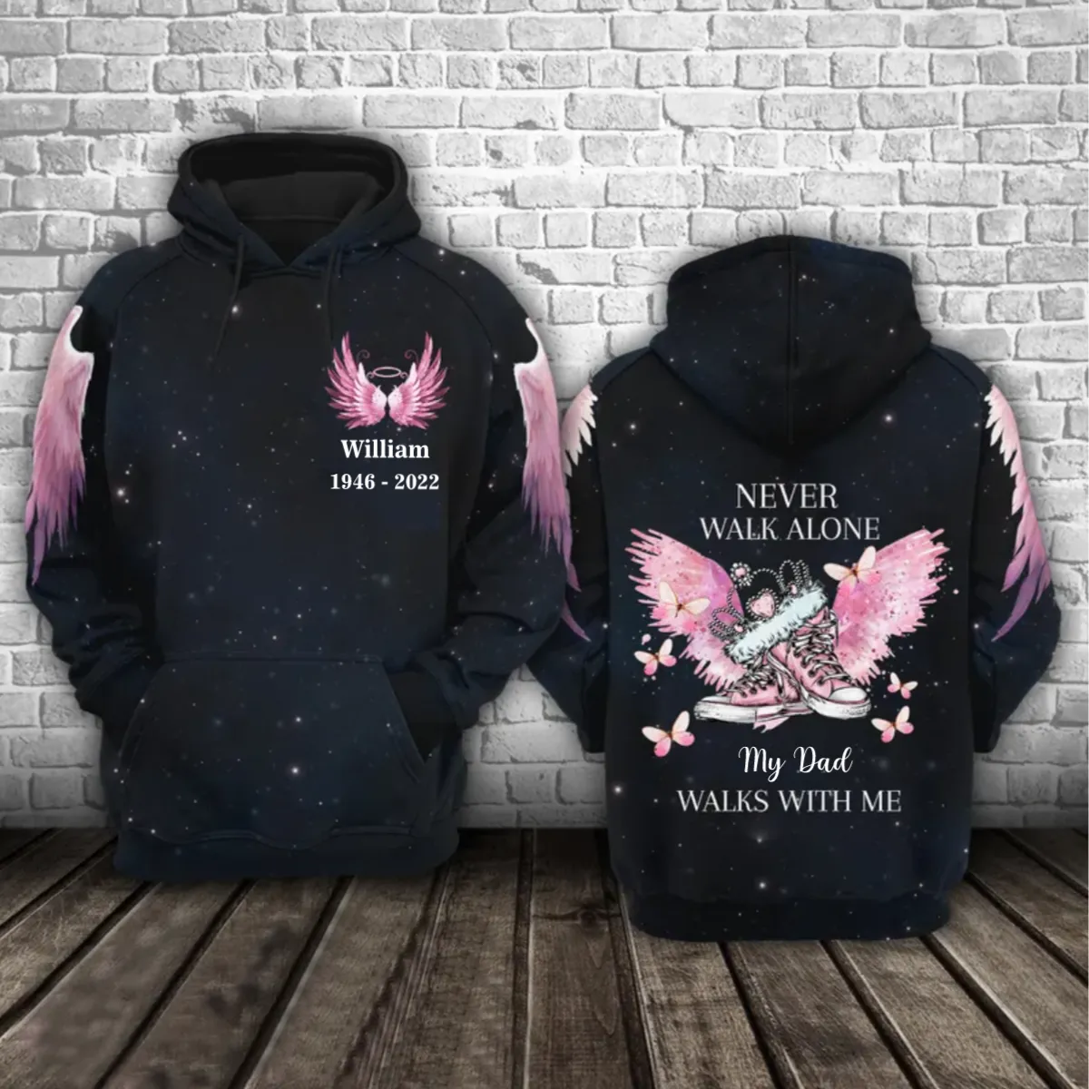 Loss Of Dad Mom Hoodie Memorial Hoodie Angel Wings Shoes Never Walk Alone Remembrance Outfit Men Women