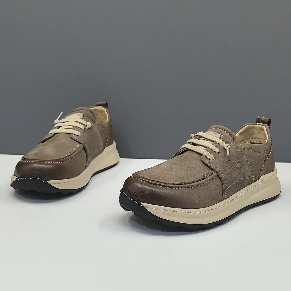 Men Solid Minimalism Leather Flat Casual Shoes