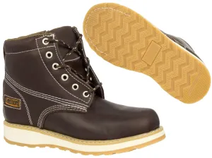 Mens Brown Work Boots Genuine Leather Lace Up Safety Oil Resistant Shoes