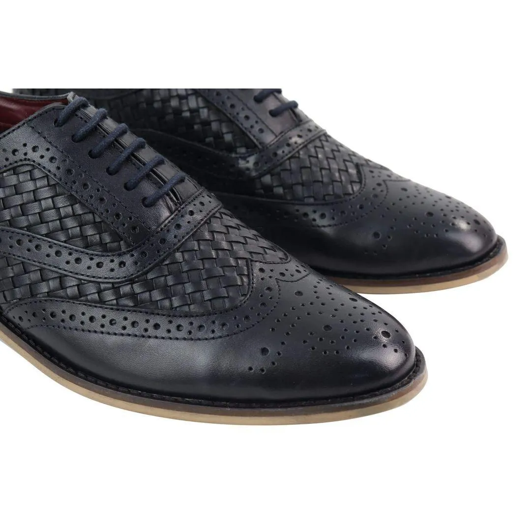 Mens Real Full Leather British Brogues Maroon Brown Black Smart Casual Retro