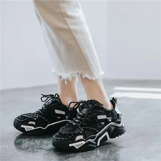 New Arrival Trendy Design Black/White Dad Sneaker Shoes