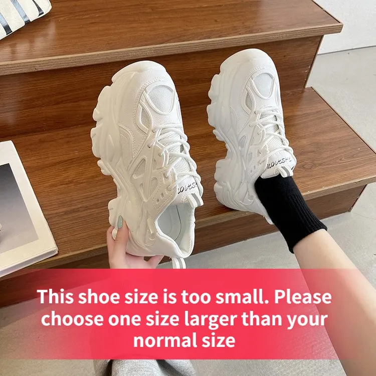 New Black Dad Chunky Sneakers Casual Vulcanized Shoes Woman High Platform Sneakers Lace Up White Sneakers Women 2023