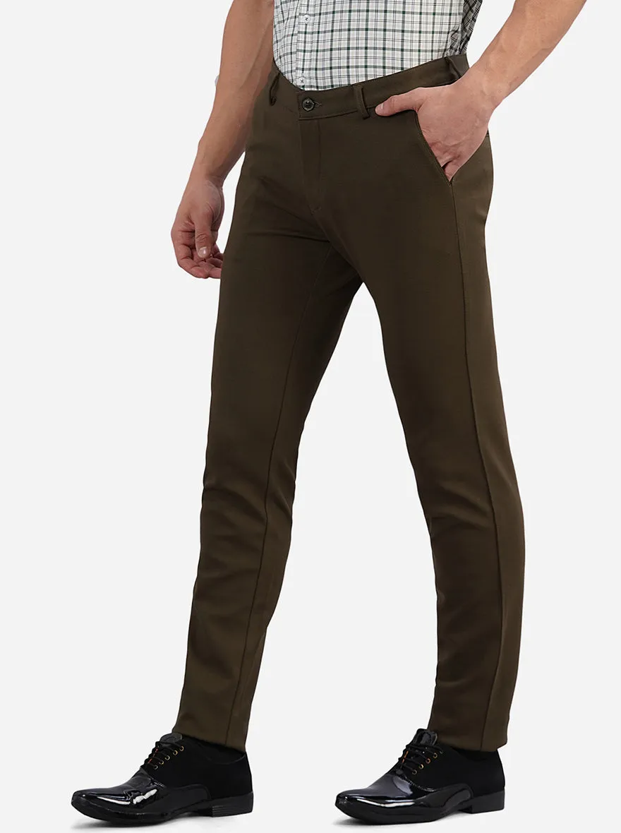 Olive Solid Slim Fit Club Wear Trouser | JB Studio