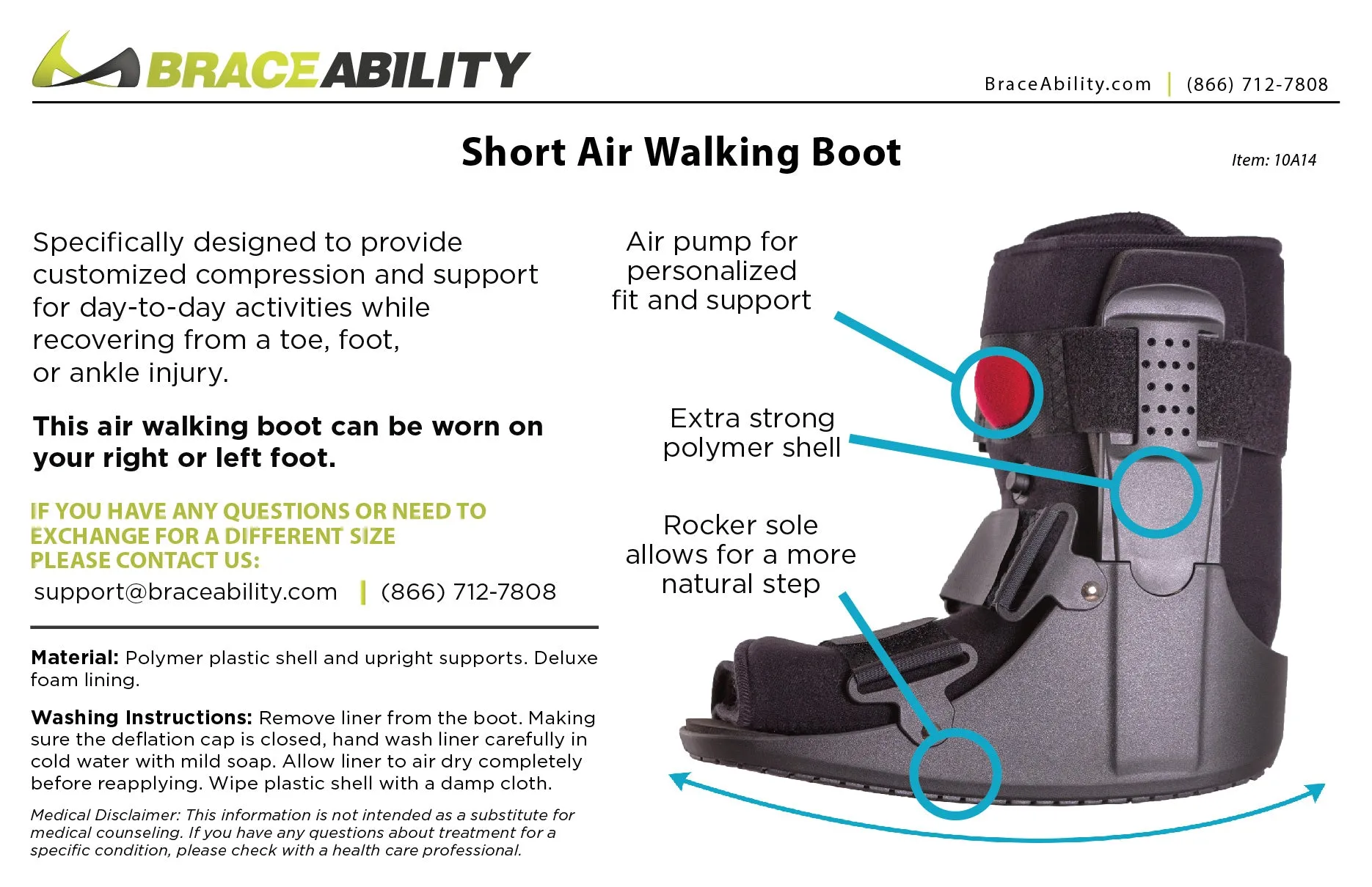 Orthopedic Air Walker Boot Cast for Ankle Sprains, Fractures and Achilles Tendonitis