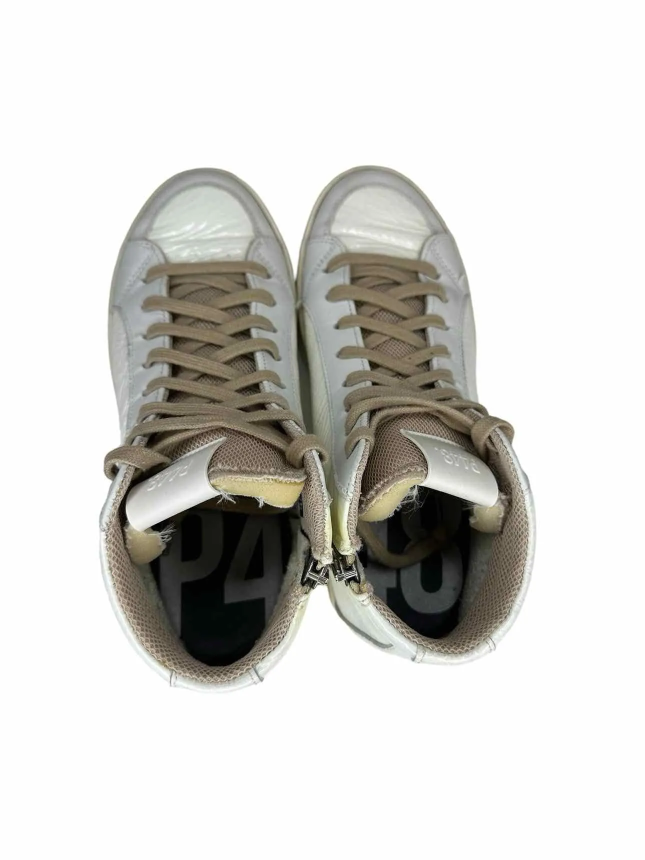 P448 White Leather Skate High Top Sneakers Size 38