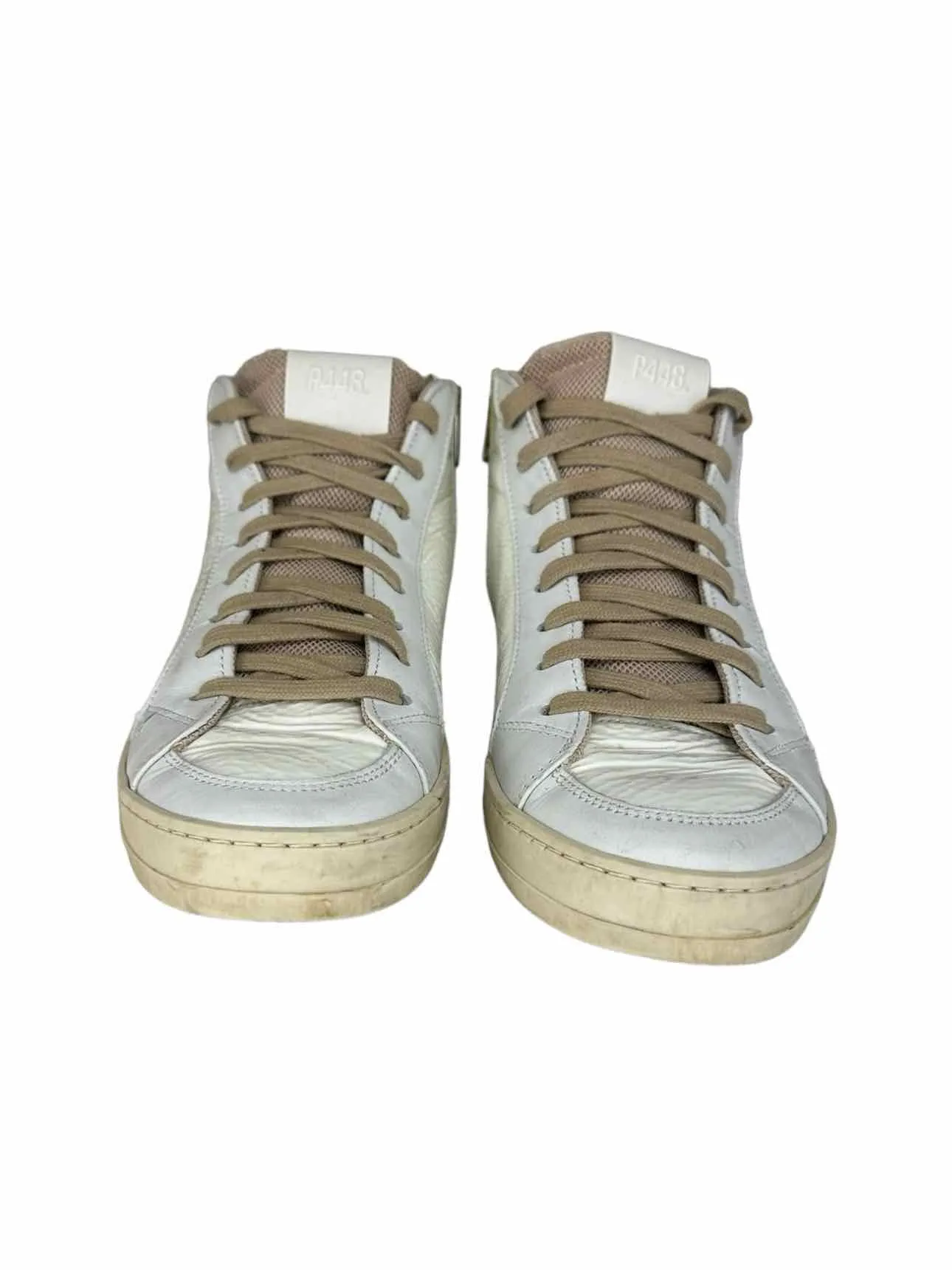 P448 White Leather Skate High Top Sneakers Size 38