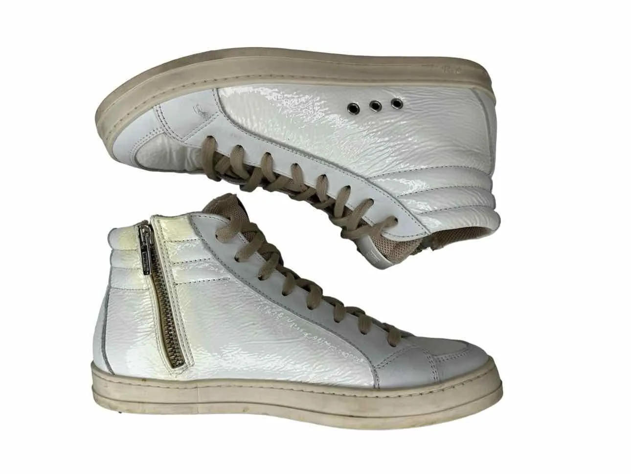 P448 White Leather Skate High Top Sneakers Size 38