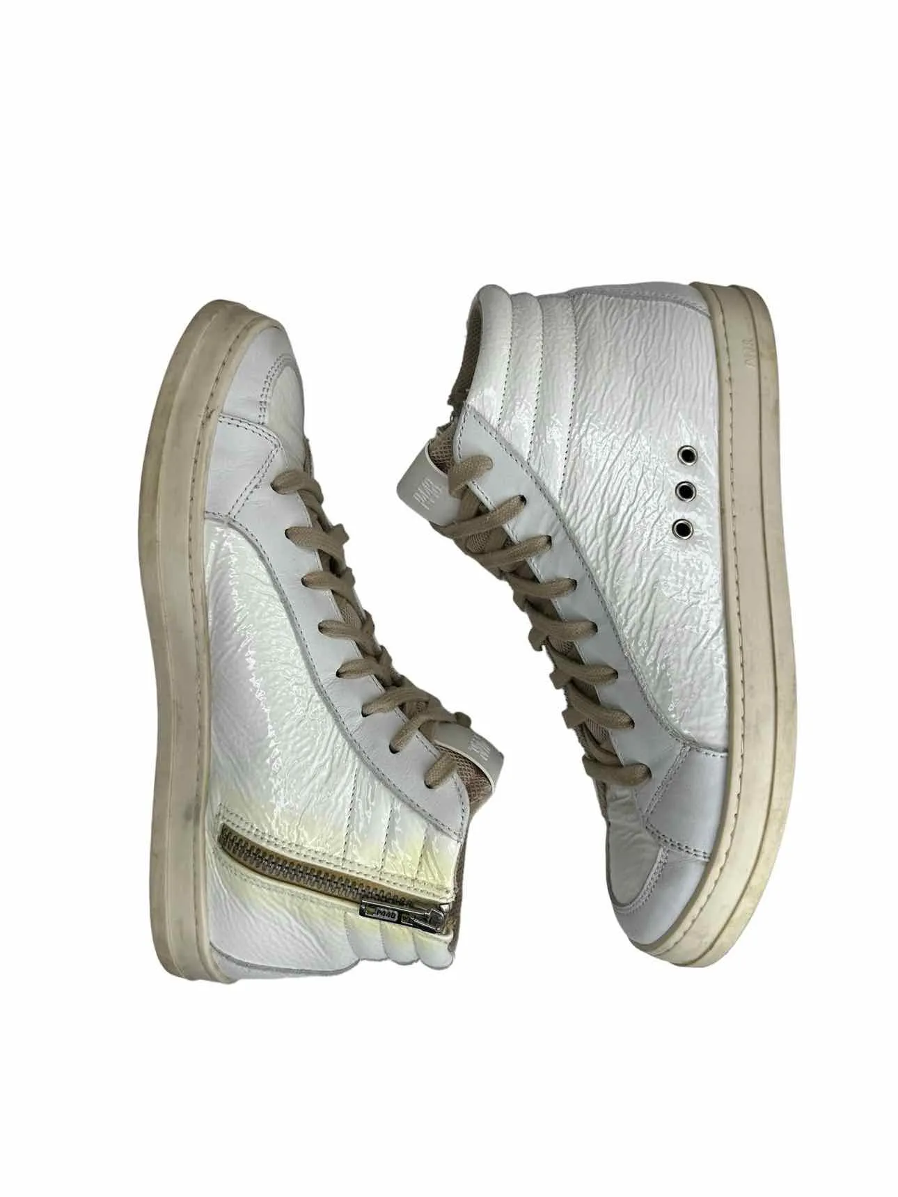 P448 White Leather Skate High Top Sneakers Size 38