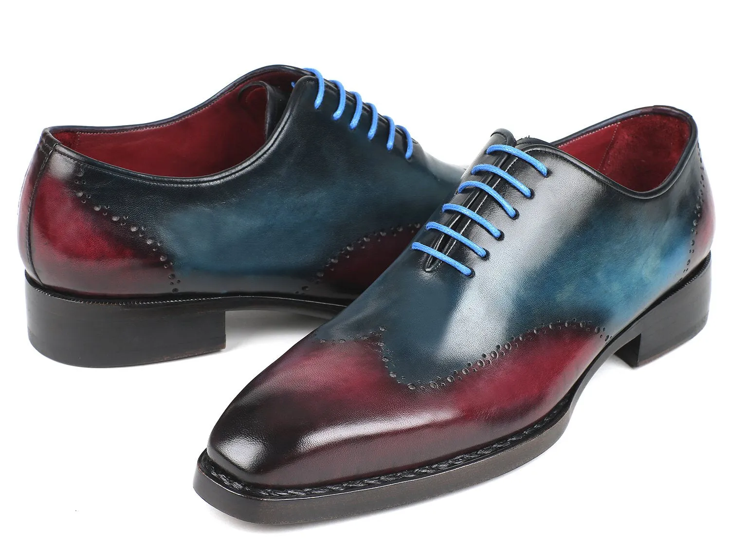 Paul Parkman Goodyear Welted Wingtip Oxfords in Blue & Purple