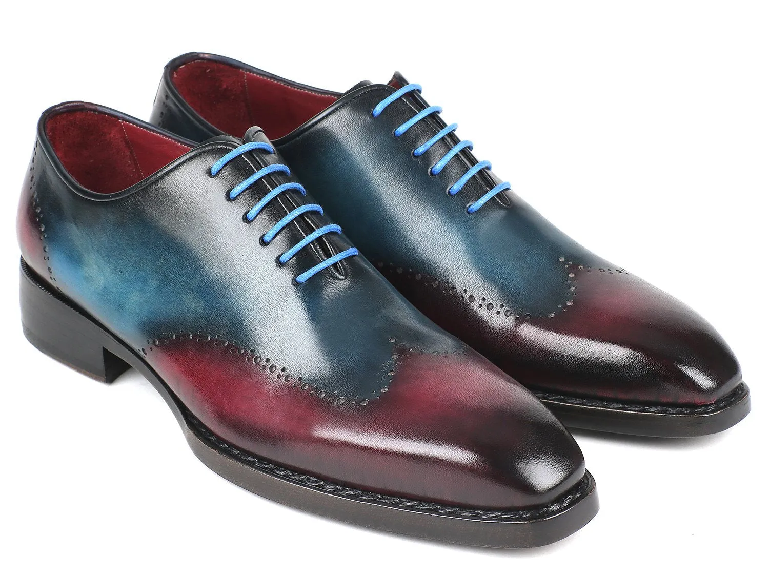 Paul Parkman Goodyear Welted Wingtip Oxfords in Blue & Purple