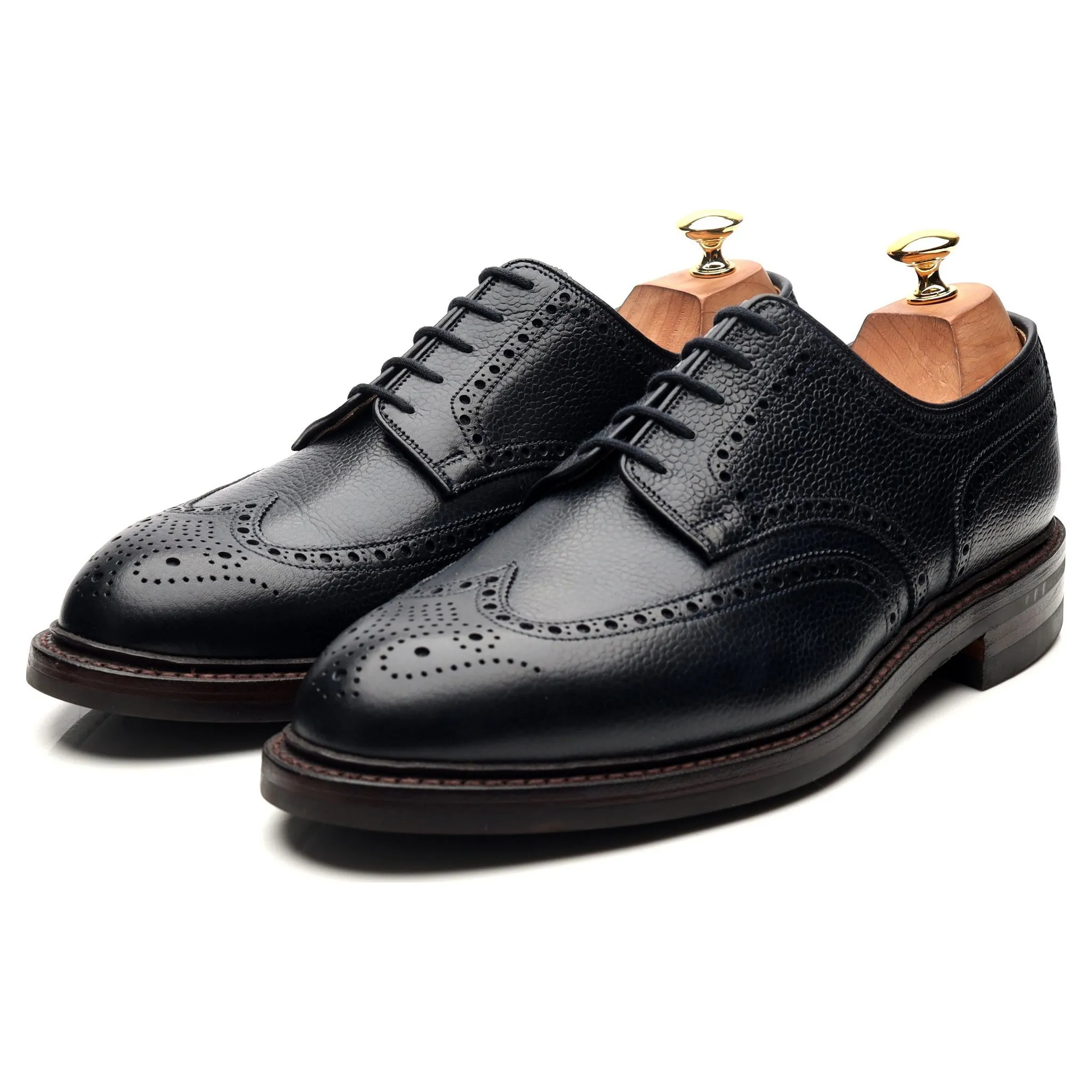 'Pembroke' Navy Blue Leather Derby Brogues UK 9.5 E