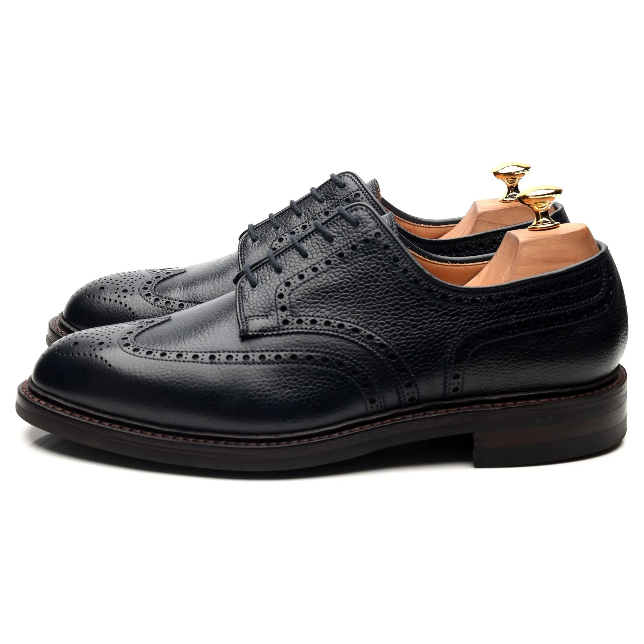 'Pembroke' Navy Blue Leather Derby Brogues UK 9.5 E