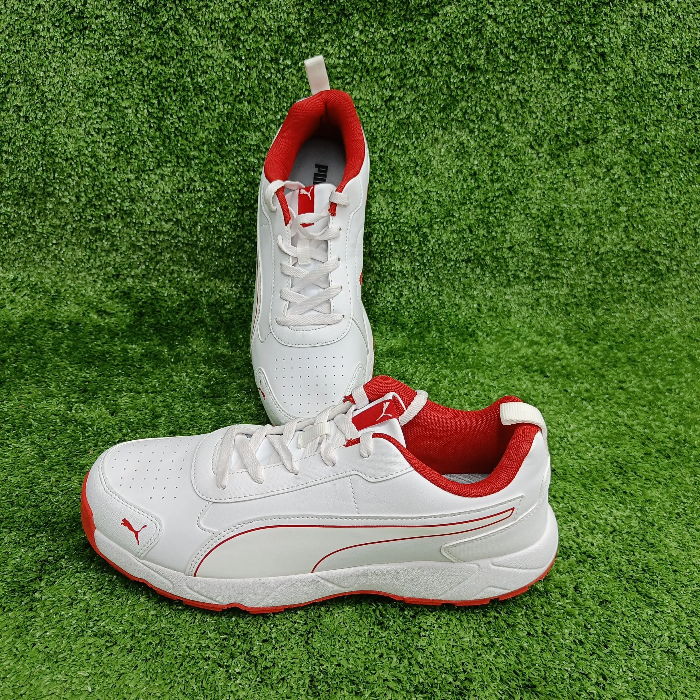 Puma White Grey Dawn Red Blast Cricket Shoes