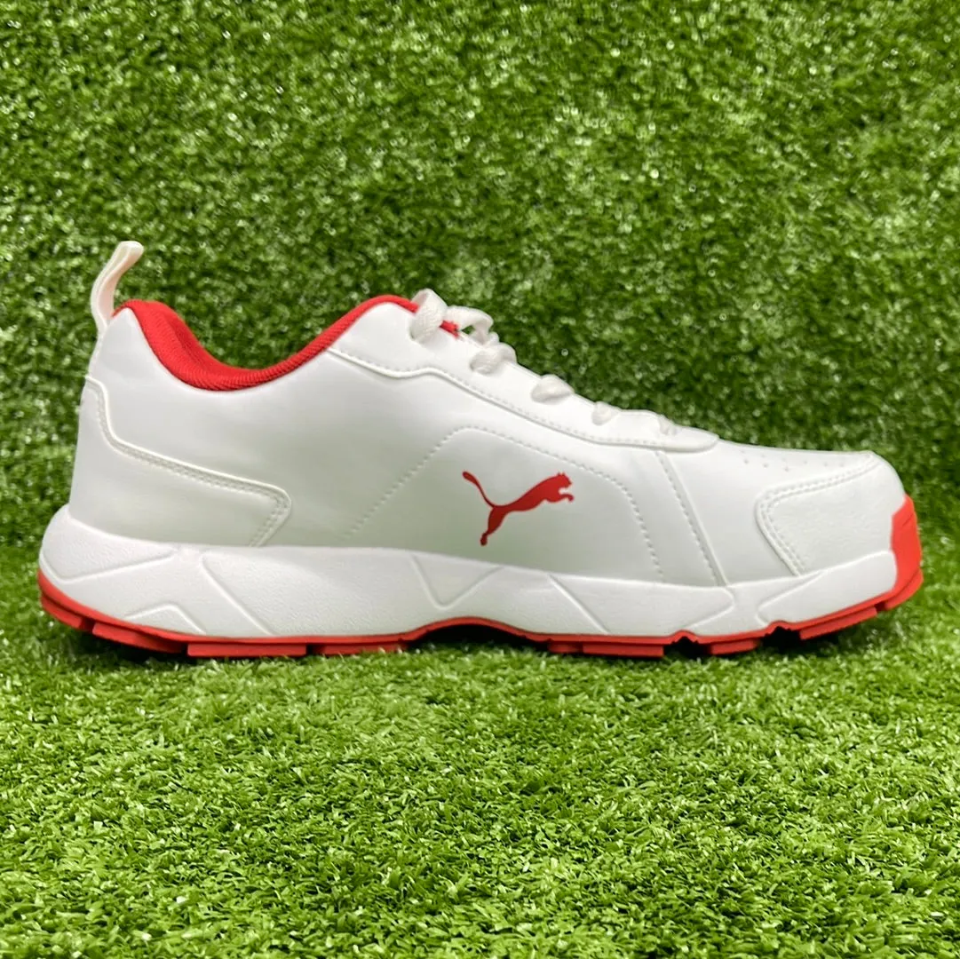 Puma White Grey Dawn Red Blast Cricket Shoes