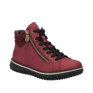 Rieker Z4263-35 Red Womens Water Resistant Zip Up Lace Up Ankle Boots