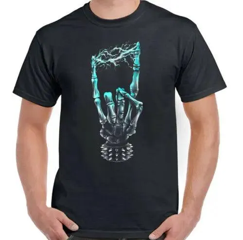 Rock T-Shirt Electric Music Mens Skull Guitar Biker Heavy Death Metal Motorbike