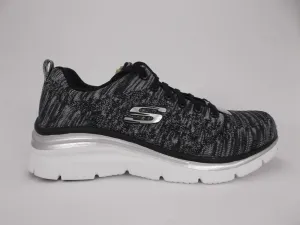 Skechers scarpa sneakers da donna Fashion Fit Style Chic 12703 BKW nero grigio