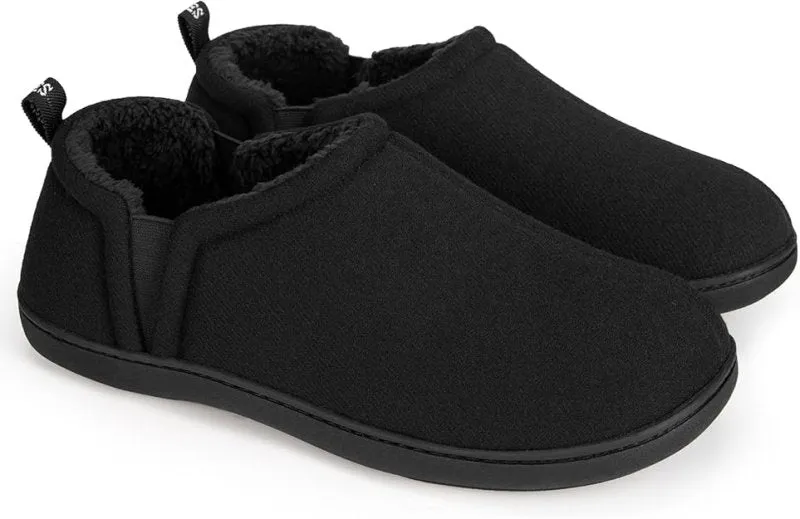 Snug Leaves Men's Wool Felt Slippers Comfy Warm Winter House Shoes with Elastic Gores