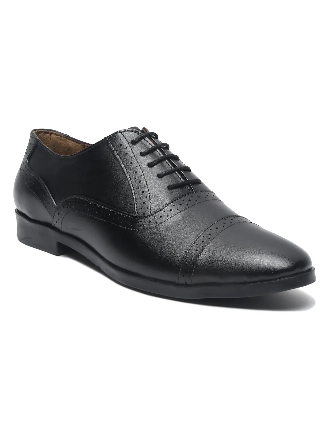 Teakwood Leather Men Solid Black Brogues