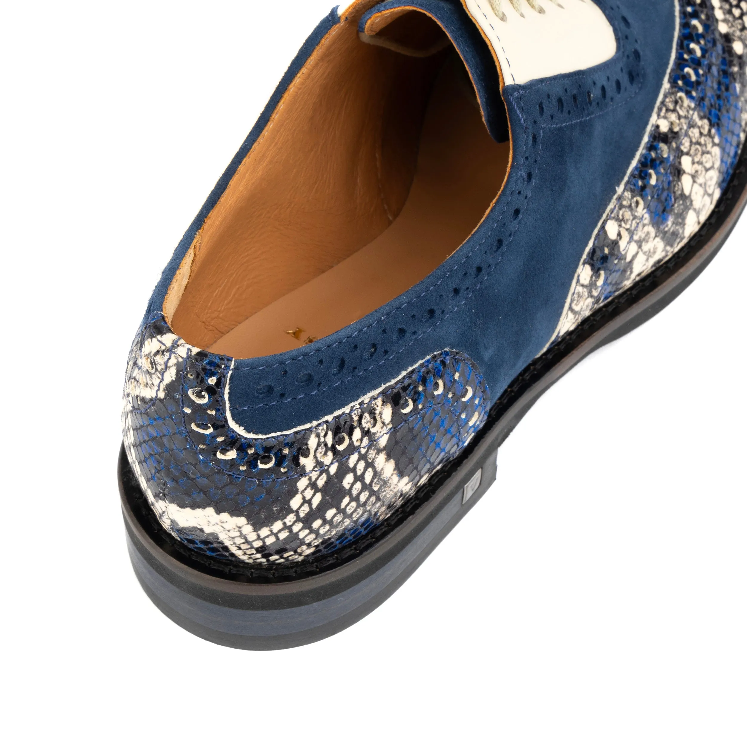 Vivienne - Blue Snake - Women's oxford shoe with blue & snake effect leather combo