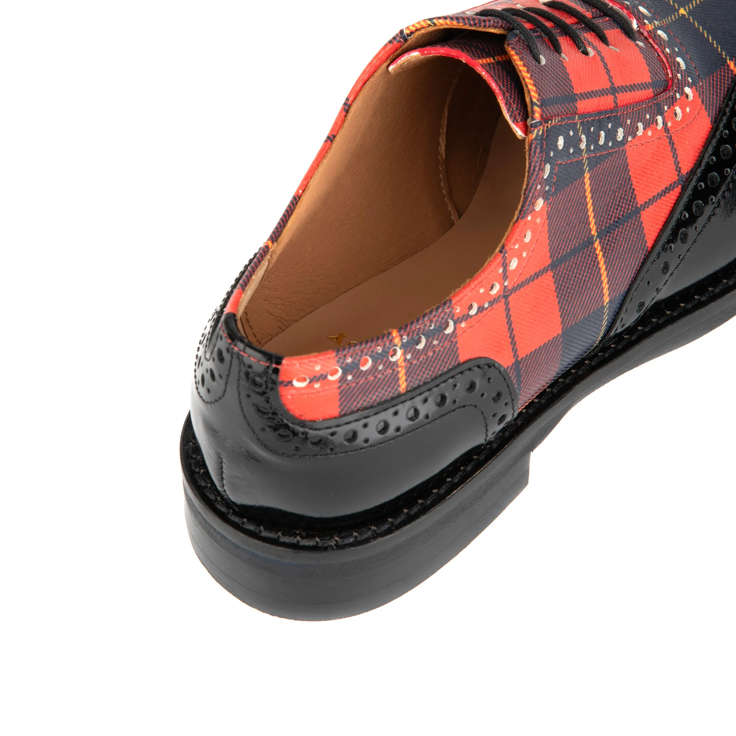 Vivienne - Red Tartan - Women's almond toe oxford lace-up in tartan pattern leather