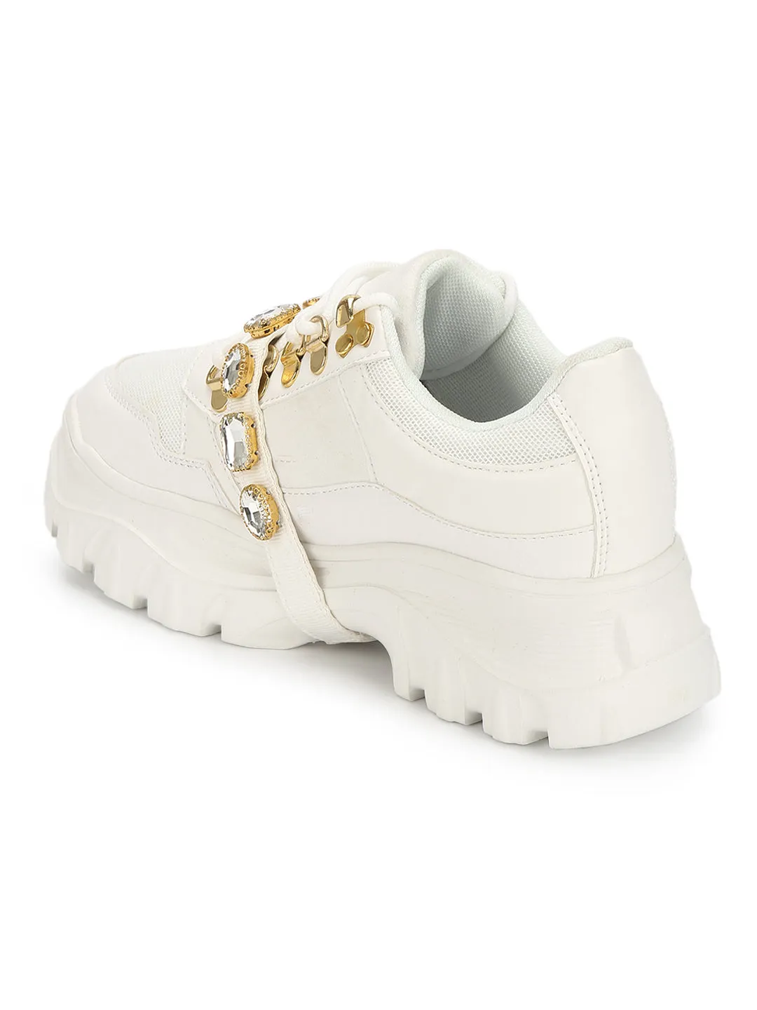 White Nubuck Chunky Lace-up Sneakers