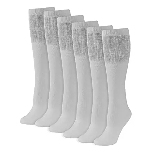 Women's  21"  Solid Tube Socks  -  (6-Pair)